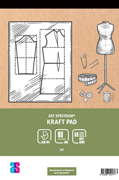 White Smoke Art Spectrum Kraft Pad, A3 80gsm 50 sheet pads Kraft Paper Pad