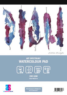 White Smoke Art Spectrum 25% Cotton Watercolour Pad, A4 200gsm 12 sheet pads Watercolour Pads