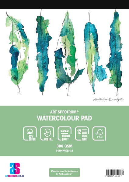 White Smoke Art Spectrum 25% Cotton Watercolour Pad, A3 300gsm 12 sheets Pads