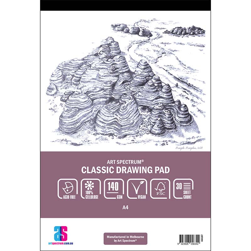 White Smoke Art Spectrum Classic Drawing Pad, A4 140gsm  30 SHEETS Pads
