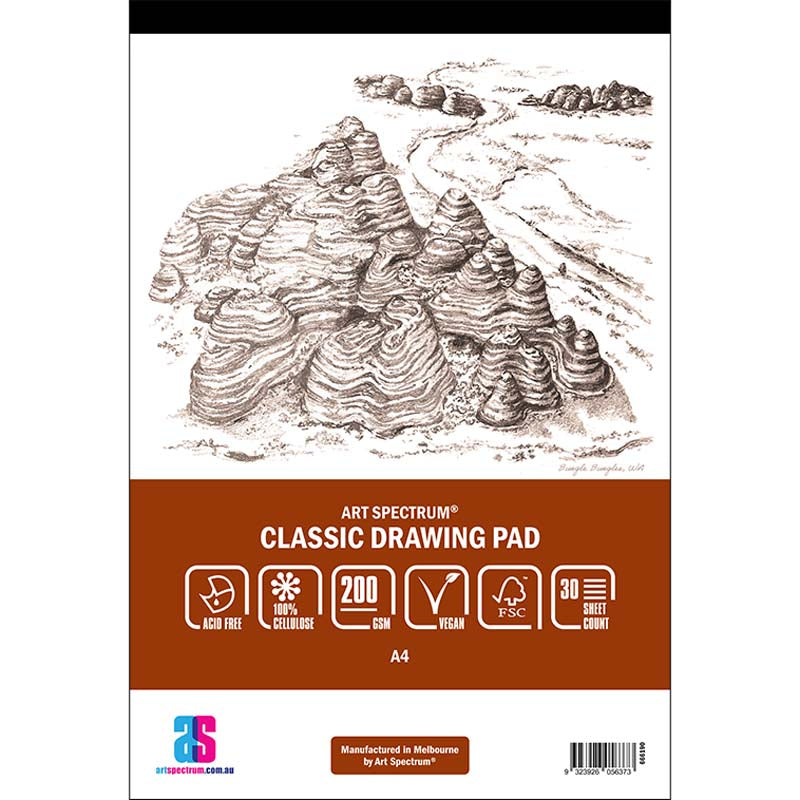 White Smoke Art Spectrium Classic Drawing Pad, A4 200gsm 30 SHEETS Pads