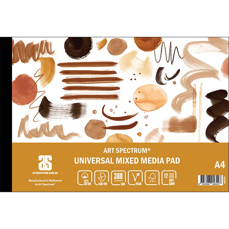 Seashell Art Spectrum Universal Mixed Media Pad, A4 300gsm 12 sheets Pads