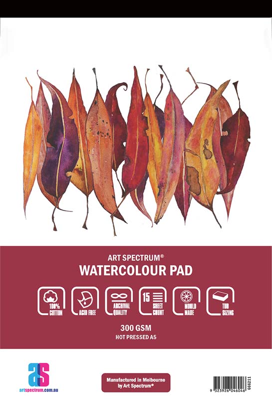 White Smoke Art Spectrum 100% Cotton Watercolour Pad, A5 300gsm hot pressed 15 sheets Pads