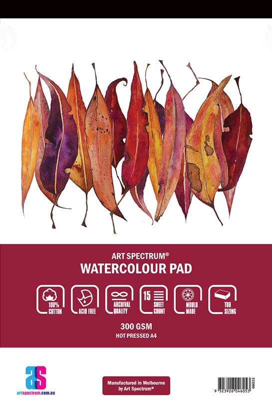 White Smoke Art Spectrum 100% Cotton Watercolour Pad, A4 300gsm hot pressed 15 sheets Pads