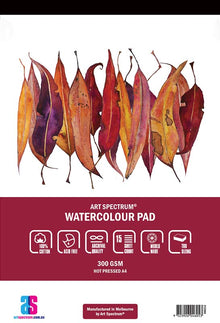White Smoke Art Spectrum 100% Cotton Watercolour Pad, A4 300gsm hot pressed 15 sheets Pads