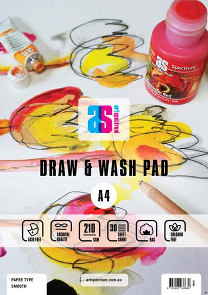 Light Gray Art Spectrum Draw and Wash Pad, A4 210gsm smooth 30 sheet pads Drawing Pads
