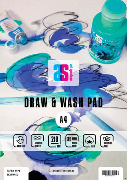 Light Gray Art Spectrum Draw and Wash Pad, A4 210gsm textured 30 sheet pads Drawing Pads