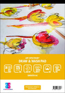 White Smoke Art Spectrum Draw and Wash Pad,  A4 125gsm smooth 30 sheet pads Drawing Pads