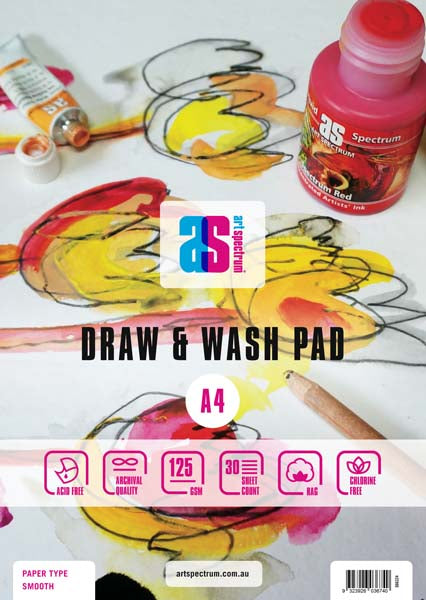 Lavender Art Spectrum Draw and Wash Pad,  A4 125gsm smooth 30 sheet pads Drawing Pads