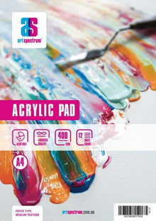 White Smoke Art Spectrum Acrylic Pad,  A4 400gsm 12 sheet pads Acrylic Pads