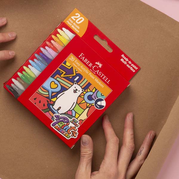 Rosy Brown Faber Castell Easy Acrylic Paint Markers, Assorted Colours - 10 Pack Kids Markers