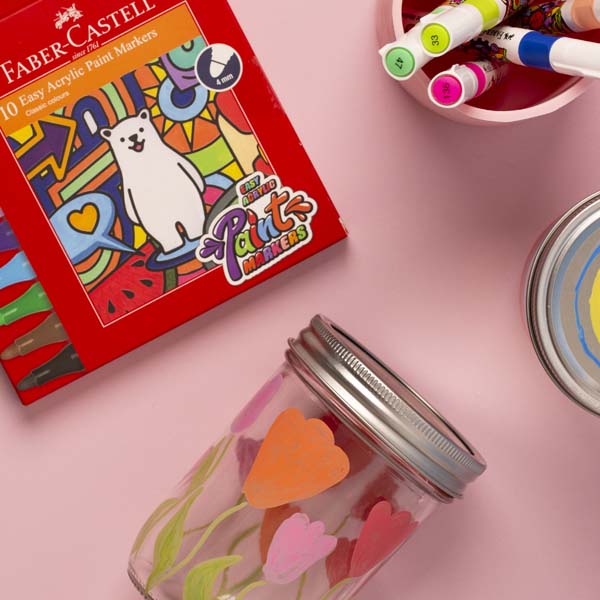 Light Pink Faber Castell Easy Acrylic Paint Markers, Assorted Colours - 10 Pack Kids Markers