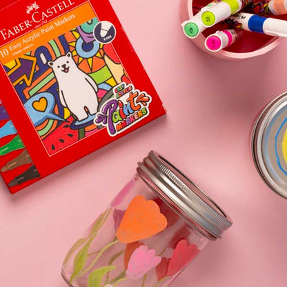 Light Pink Faber Castell Easy Acrylic Paint Markers, Assorted Colours - 10 Pack Kids Markers