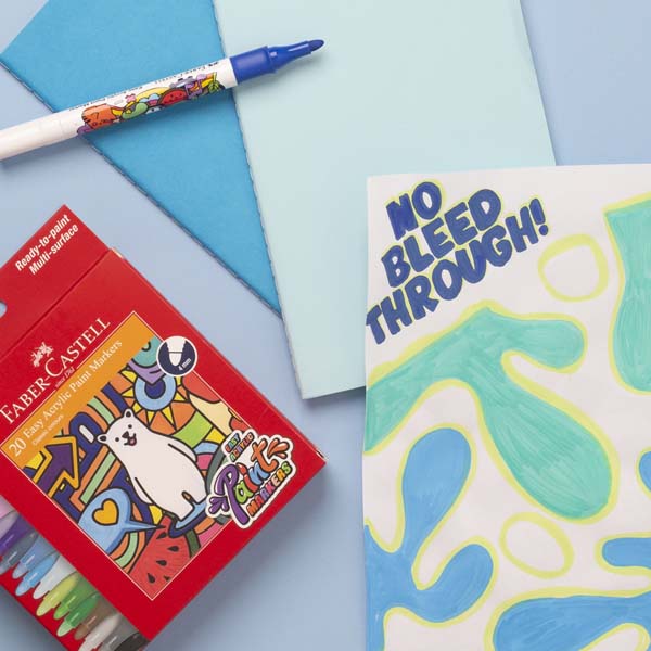 Powder Blue Faber Castell Easy Acrylic Paint Markers, Assorted Colours - 20 Pack Kids Markers