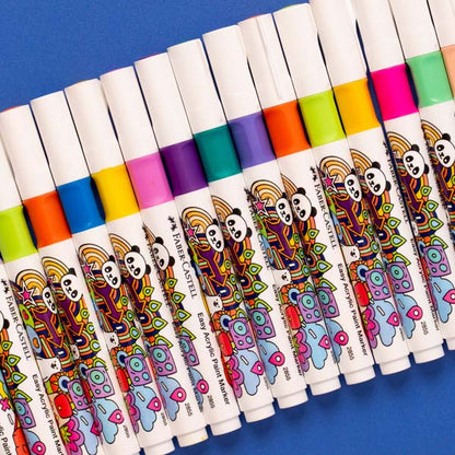 Misty Rose Faber Castell Easy Acrylic Paint Markers, Assorted Colours - 48 Pack Kids Markers