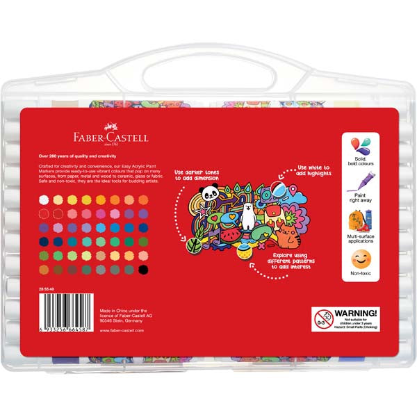 White Smoke Faber Castell Easy Acrylic Paint Markers, Assorted Colours - 48 Pack Kids Markers