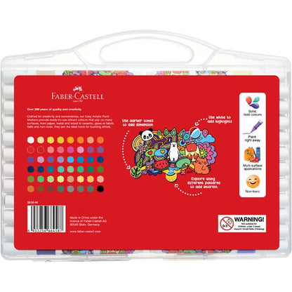 White Smoke Faber Castell Easy Acrylic Paint Markers, Assorted Colours - 48 Pack Kids Markers