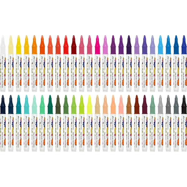 Light Gray Faber Castell Easy Acrylic Paint Markers, Assorted Colours - 48 Pack Kids Markers