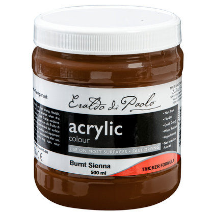 White Smoke Eraldo di Paolo Acrylic Paint, Burnt Sienna, 500ml Acrylic Paints