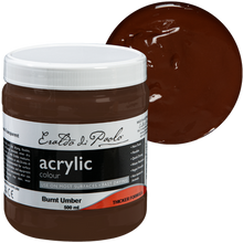Black Eraldo di Paolo Acrylic Paint, Burnt Umber, 500ml Acrylic Paints