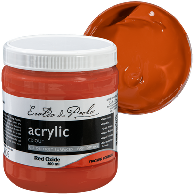 Black Eraldo di Paolo Acrylic Paint, Red Oxide, 500ml Acrylic Paints