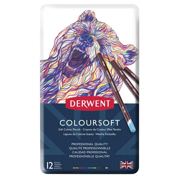 White Smoke Derwent Pencils Coloursoft Tin 12 Pencils