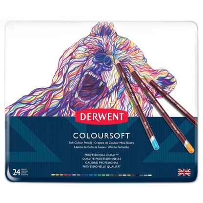 White Smoke Derwent Pencils Coloursoft Tin 24 Pencils