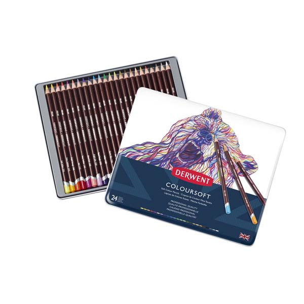 White Smoke Derwent Pencils Coloursoft Tin 24 Pencils