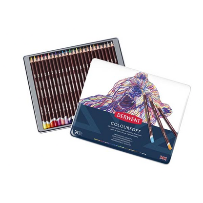 White Smoke Derwent Pencils Coloursoft Tin 24 Pencils