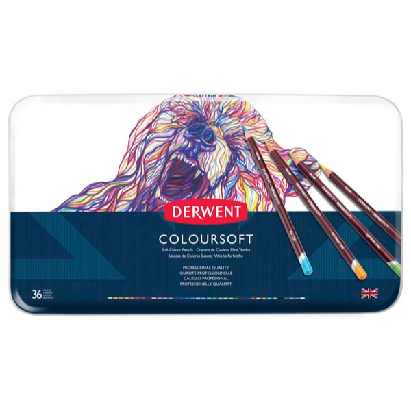 White Smoke Derwent Pencils Coloursoft Tin 36 Pencils