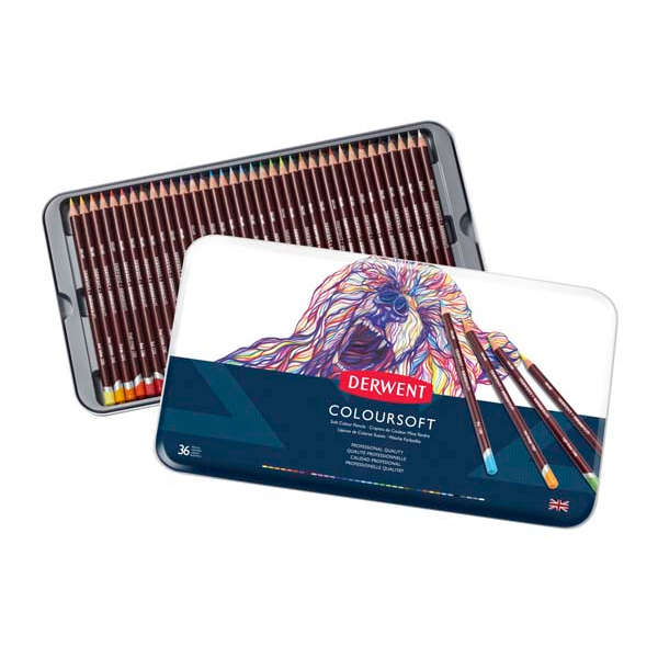 White Smoke Derwent Pencils Coloursoft Tin 36 Pencils