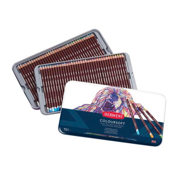 White Smoke Derwent Pencils Coloursoft Tin 72 Pencils