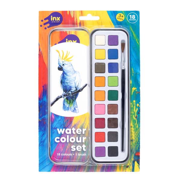 White Smoke Inx Watercolour Art Set in Metal Tin, 18 Colours Kids Painting Supplies