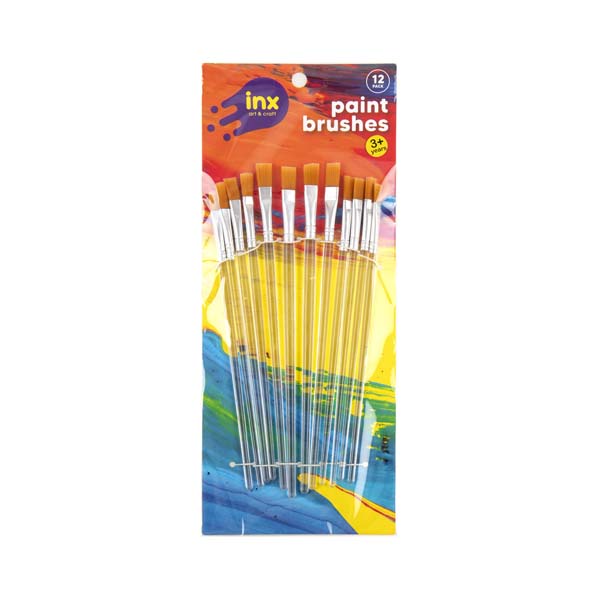 Sandy Brown Inx Artists Paint Brushes, Assorted Sizes, 12pk Kids Painting Supplies