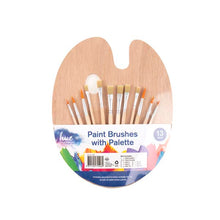 White Smoke Hue Paint Brushes with Pallet, Assorted Sizes, 13Pc Kids Painting Supplies