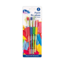 White Smoke Hue Paint Brushes, Assorted Sizes with Soft Grips, 4Pc Kids Painting Supplies