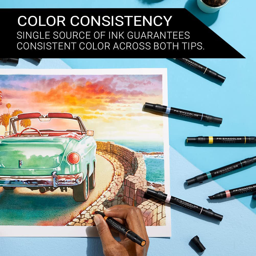 Black Prismacolor Premier Dual-Ended Art Markers – Mid Tones, Set of 12 Pens & Markers