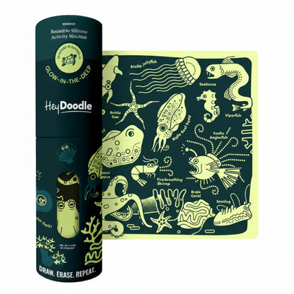 White Smoke HeyDoodle Glow-in-the-Deep Mini Colouring & Doodle Mat, A4 Kids Colouring Books