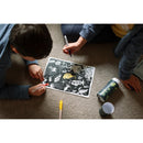 Black HeyDoodle Glow-in-the-Deep Mini Colouring & Doodle Mat, A4 Kids Colouring Books
