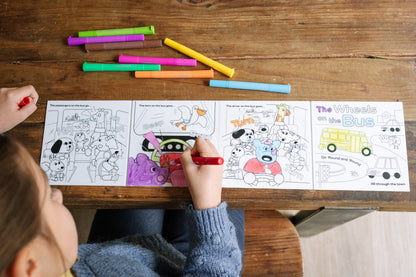 Lavender HeyDoodle Wheels On The Bus Tales - Reusable Colouring Book Kids Colouring Books