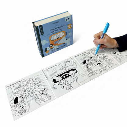 White Smoke HeyDoodle Wheels On The Bus Tales - Reusable Colouring Book Kids Colouring Books