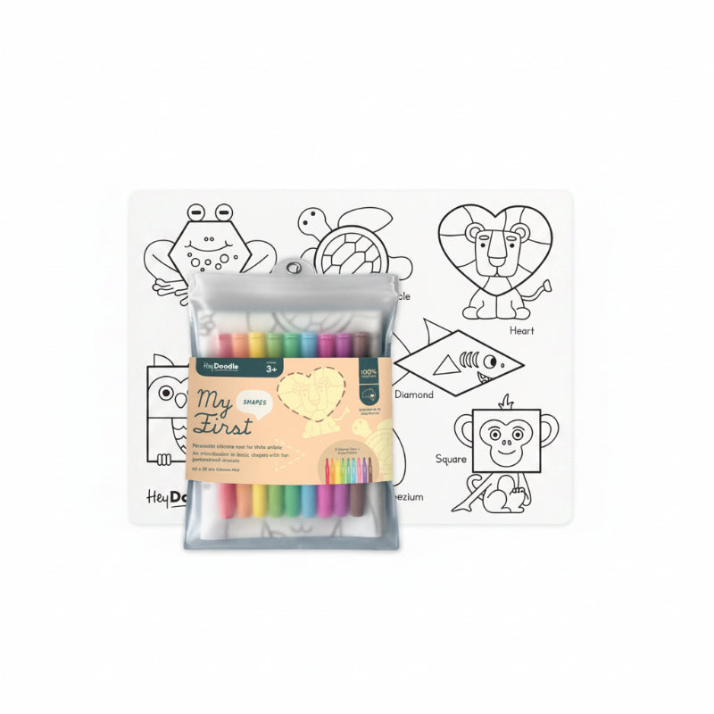 White Smoke HeyDoodle My First Shapes Colouring & Doodle Mat, 40x30cm Kids Colouring Books