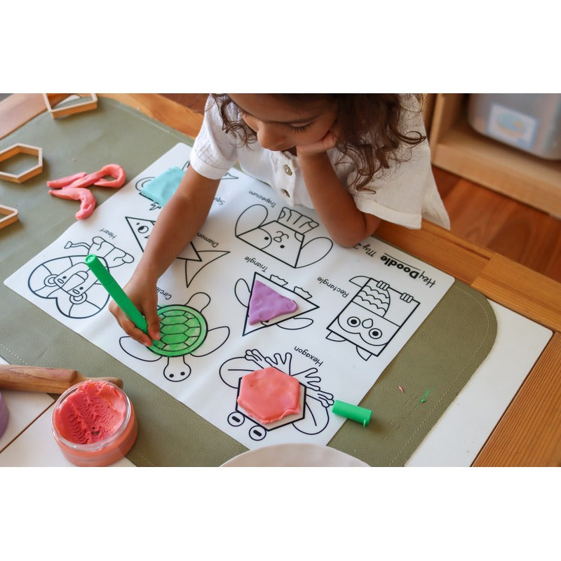 Dark Sea Green HeyDoodle My First Shapes Colouring & Doodle Mat, 40x30cm Kids Colouring Books