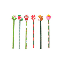 White Smoke Xmas Pencil with Eraser Toppers, 6pk Christmas
