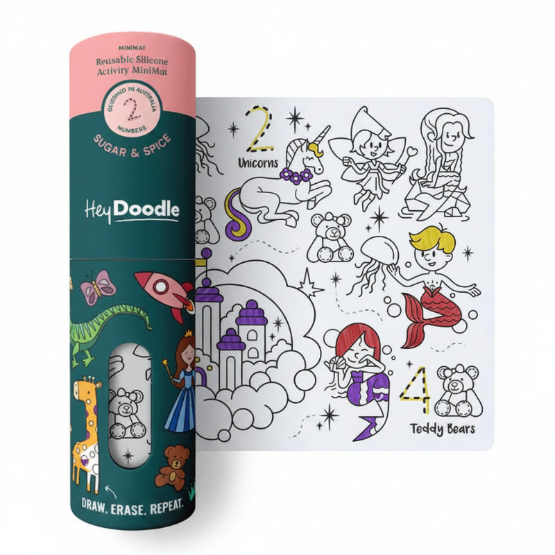 White Smoke HeyDoodle Sugar & Spice Mini Colouring & Doodle Mat, A4 Kids Colouring Books