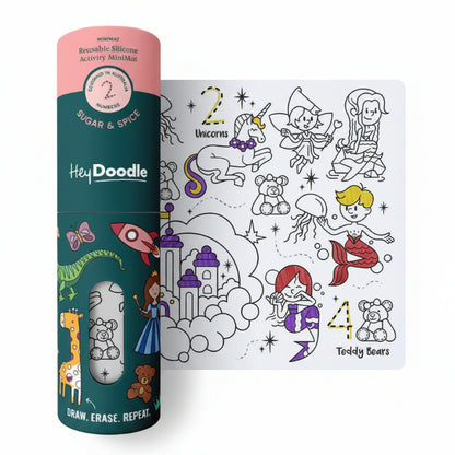 White Smoke HeyDoodle Sugar & Spice Mini Colouring & Doodle Mat, A4 Kids Colouring Books