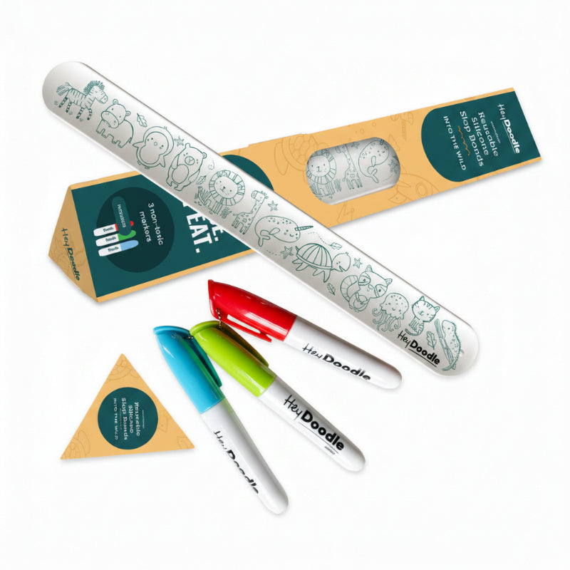 White Smoke HeyDoodle Into The Wild Sketchband - Reusable Colouring & Doodle Slap Bracelet Kids Colouring Books