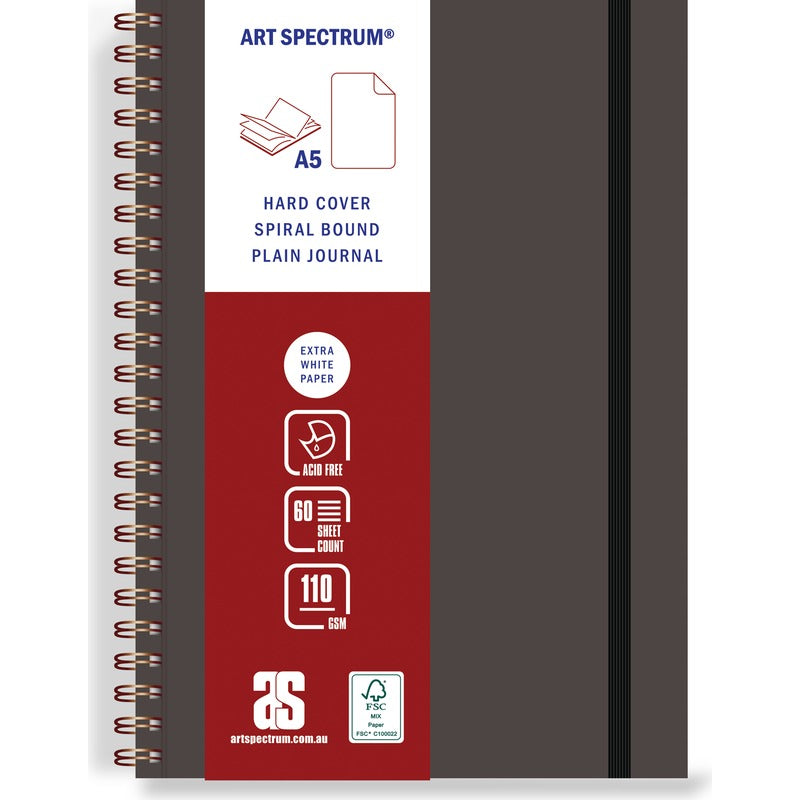 Dark Slate Gray Art Spectrum A5 Hard Bound Leatherette Visual Journal Wire Bound 110gsm 60 sheet - Chocolate Pads