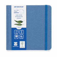 Steel Blue Art Spectrum Watercolour Hard Cover Journal, Blue Linen Cover, 14X14cm Journals & Notebooks