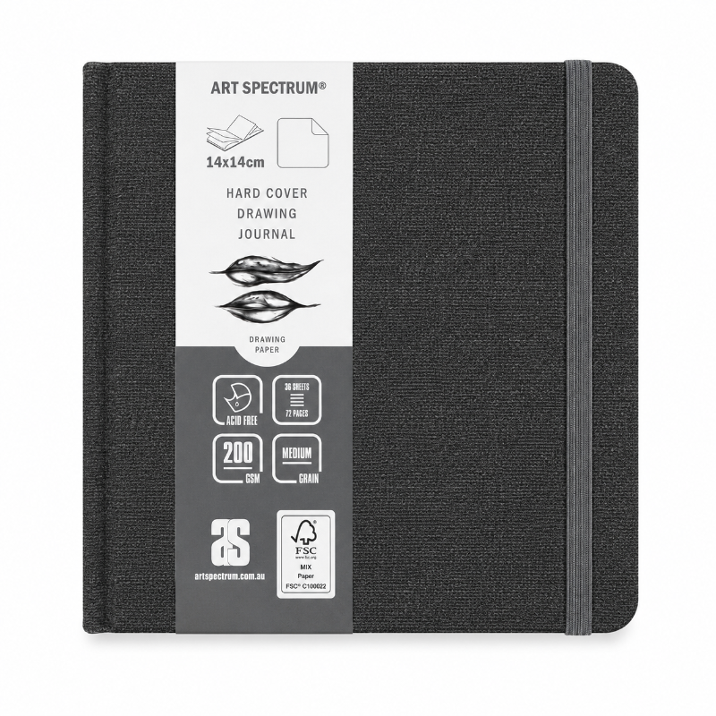 Dark Slate Gray Art Spectrum Drawing Hard Cover Journal, Charcoal Linen Cover, 14X14cm Journals & Notebooks